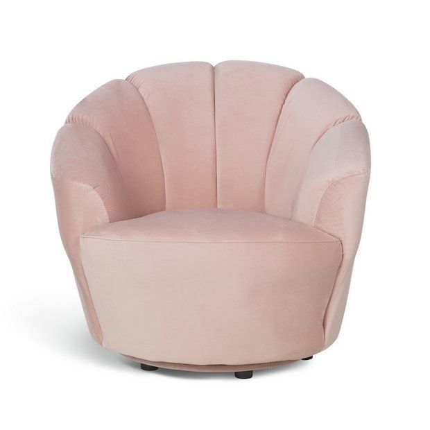Ezra Velvet Swivel Chair - Blush Pink