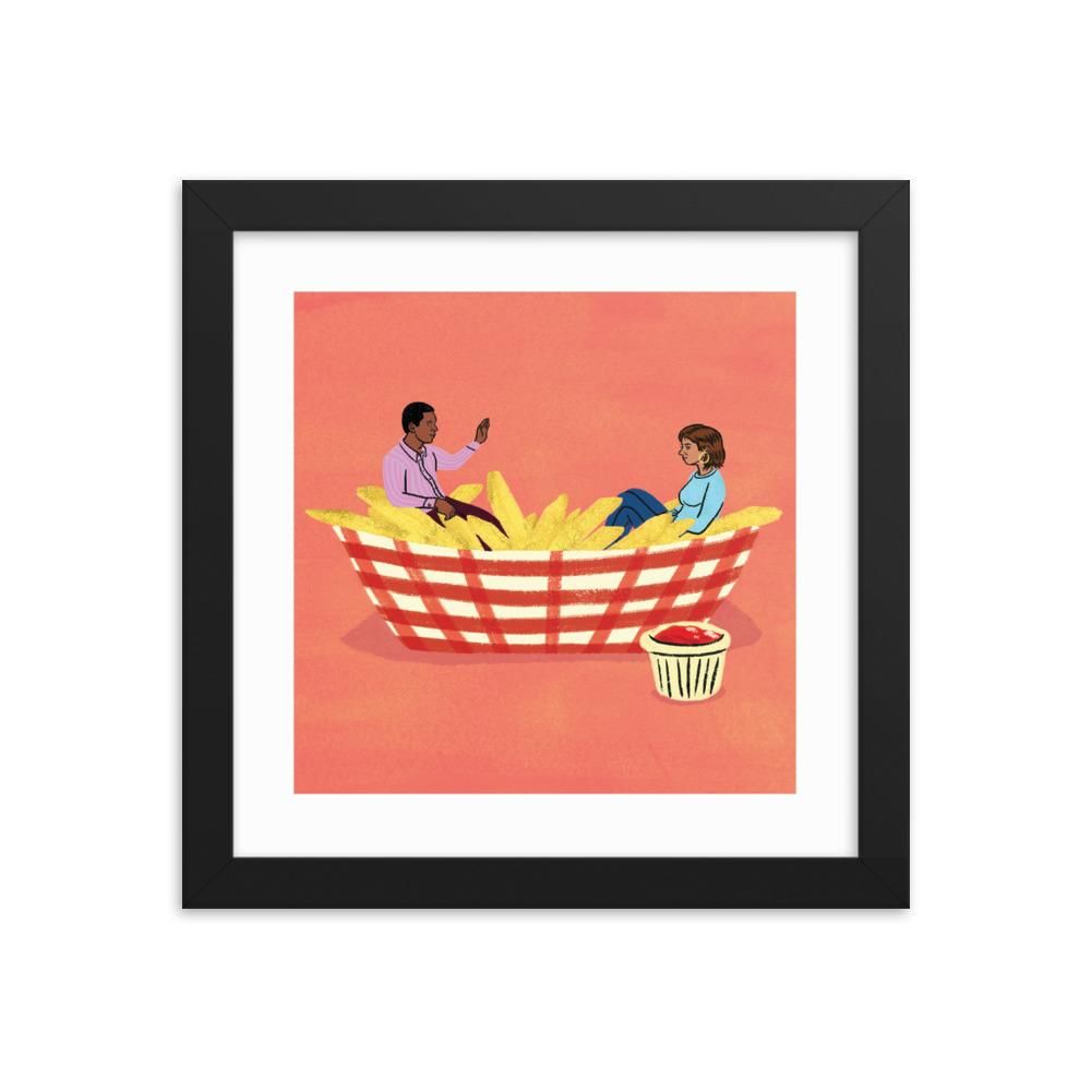“Flirting and Fries” Framed Print