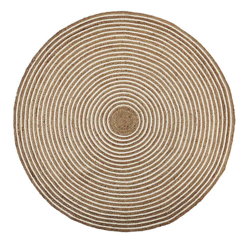 Round Cotton and Jute Rug