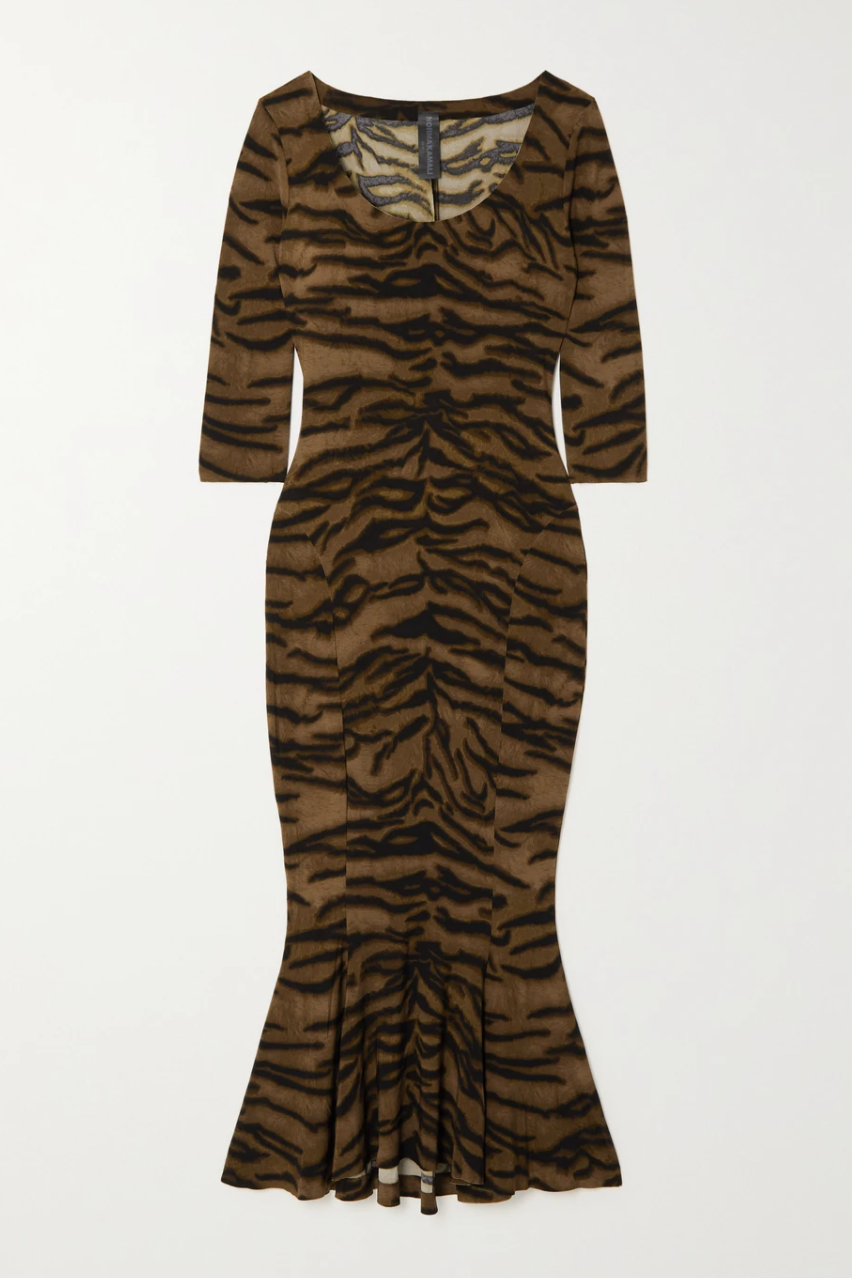 Tiger-Print Midi Dress