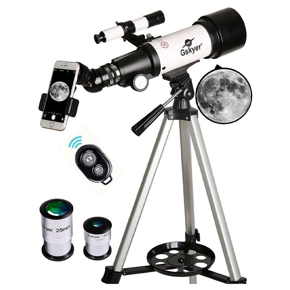 Professional Telescope 70mm Aperture 360mm AZ Mount Astronomical Refracting Telescope Adjustable Portable Travel Telescopes with Phone Adapter Clip 