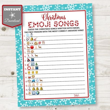 Printable Christmas Emoji Song Guessing Game
