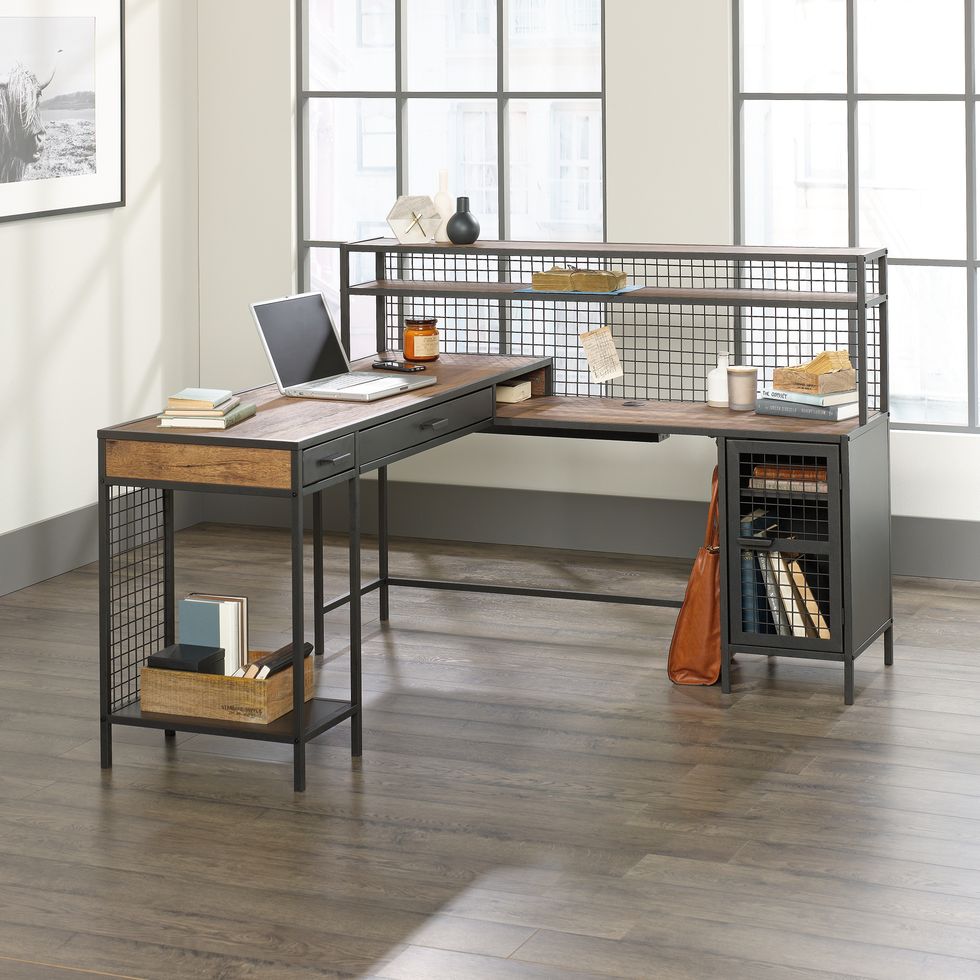 Better Homes & Gardens Lindon Place L-Shaped Desk with Cage 