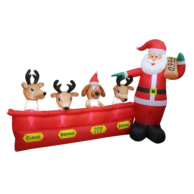 Santa and His Reindeer Inflatable