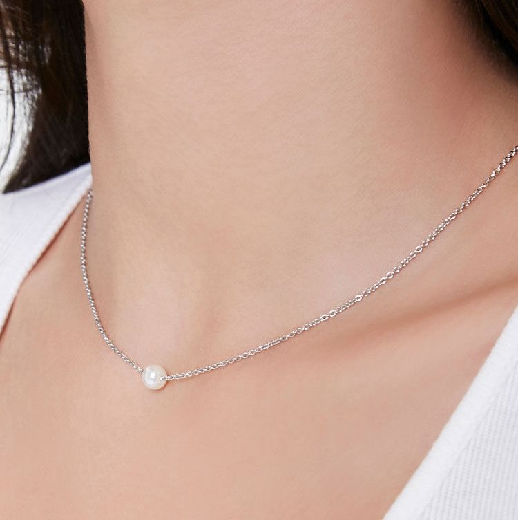 Faux Pearl Charm Necklace