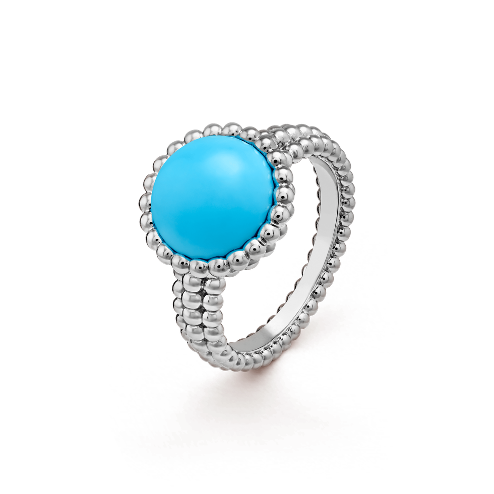 Perlée couleurs ring White gold, Turquoise