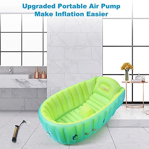 Easy-topbuy Inflatable Plastic Bathtub Portable PVC Bath Tub Thickened Freestanding Soaking Tub Inflatable Spa Bathtub For Adult Children Bathroom 