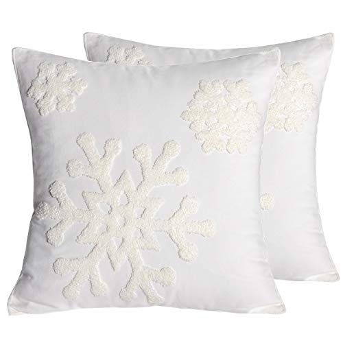 Snowflake Embroidered Throw Pillow Cover 