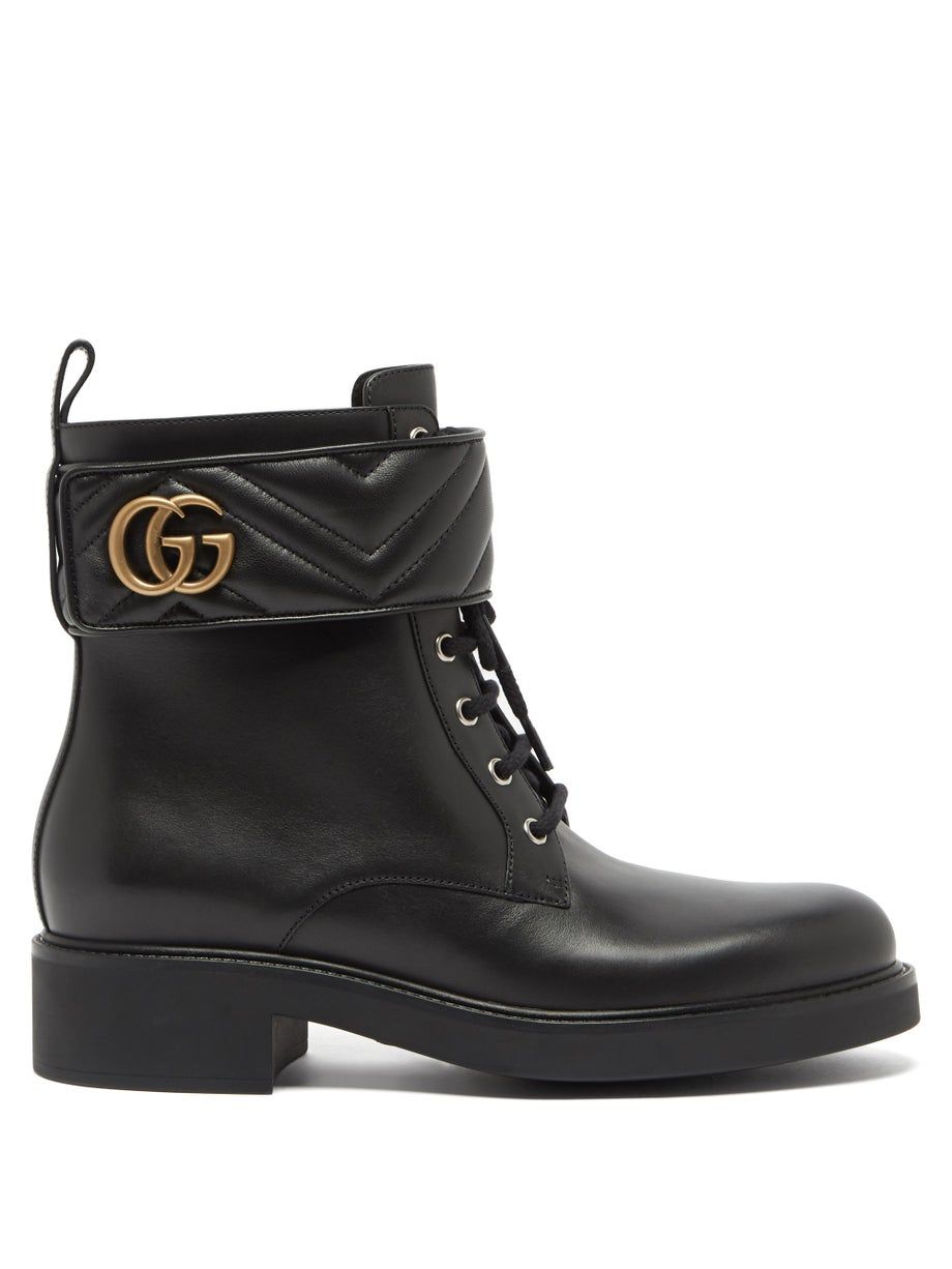 秋冬靴款推薦：Gucci GG Marmont皮革綁帶軍靴