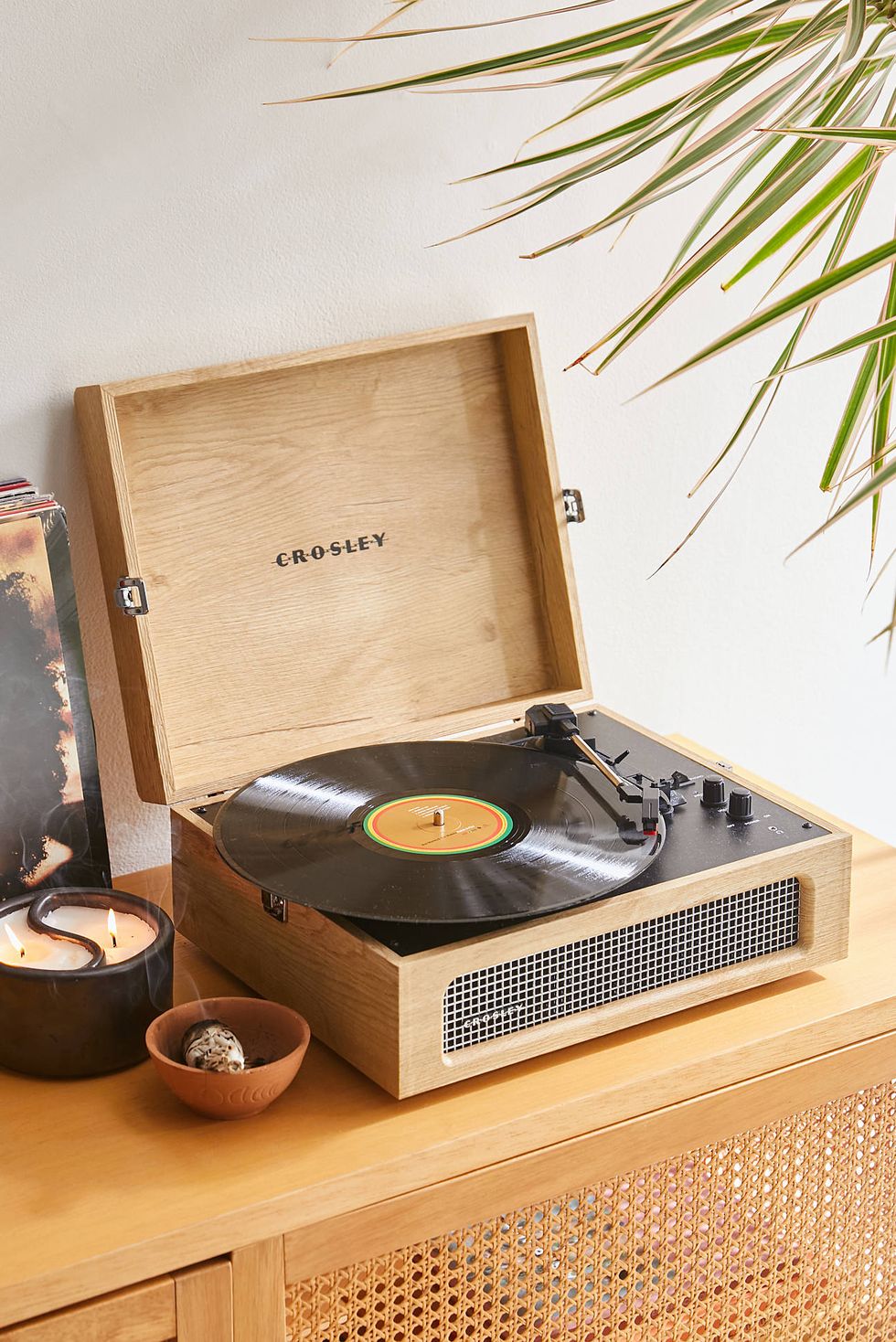 UO Exclusive Wood Voyager Record Player