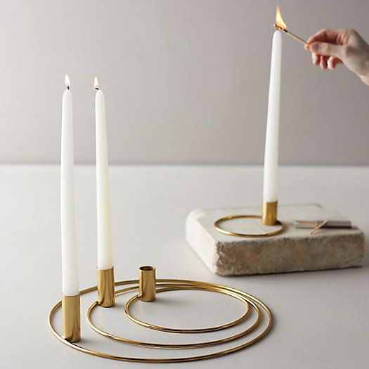 Brass Ring Taper Candle Holders, Set of 4