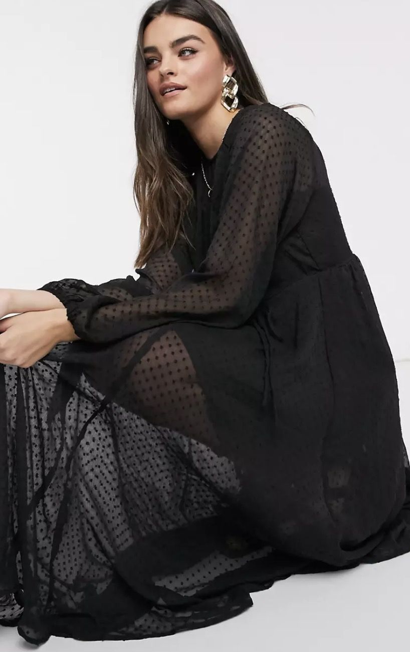 Zara vestido plumeti online negro