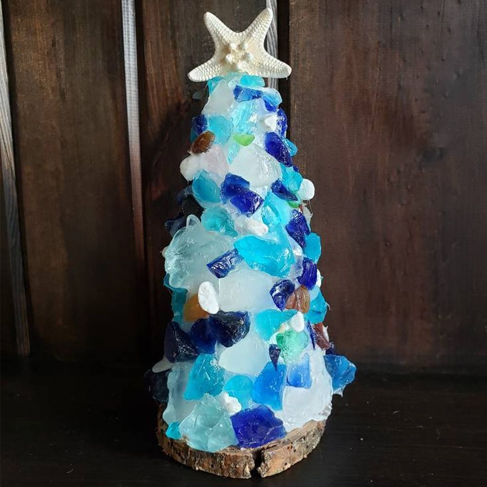 Blue Sea Glass Christmas Tree