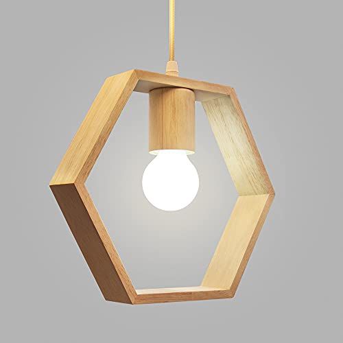 Lámpara de madera hexagonal 