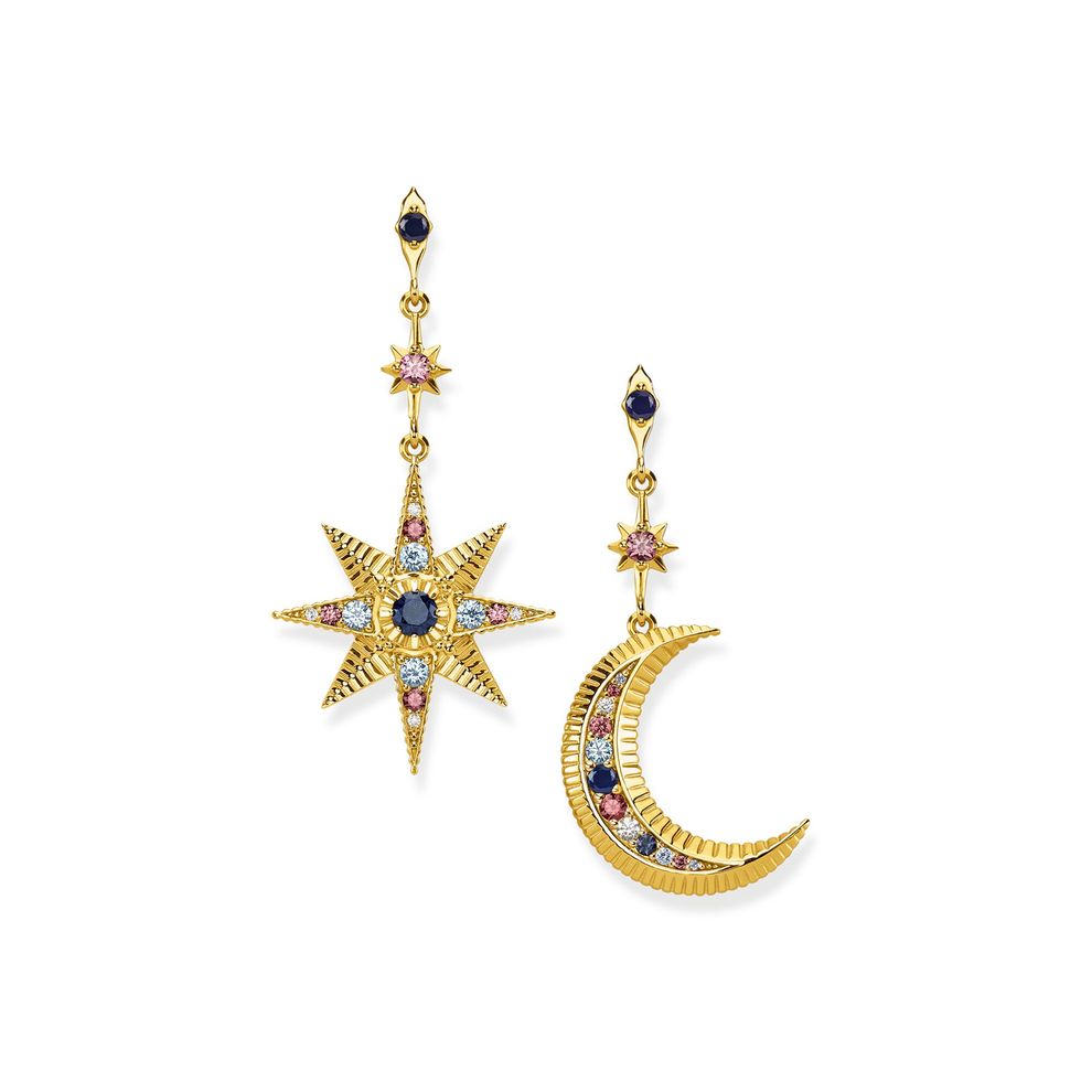 18ct gold-plated star and moon earrings