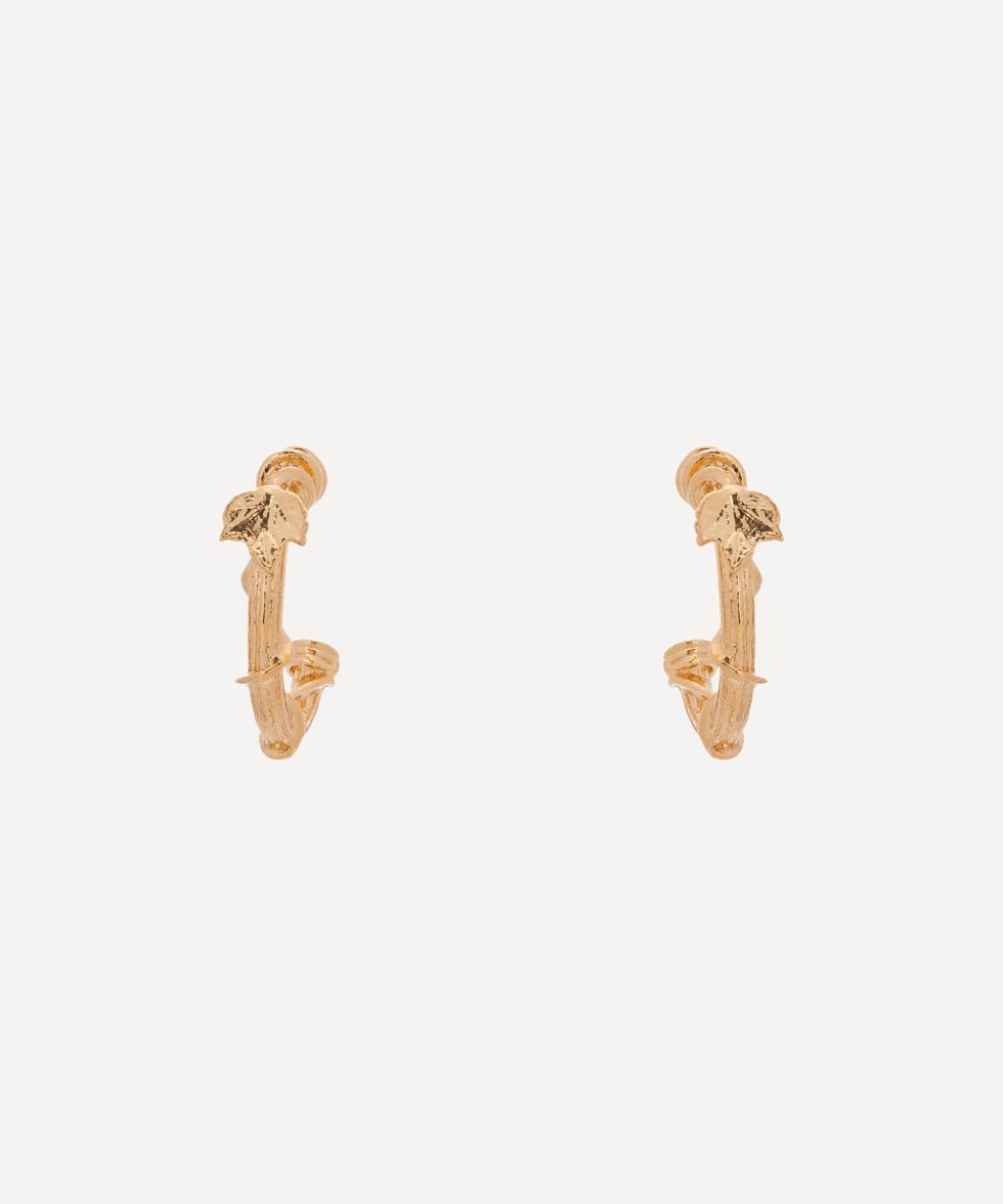 Gold-Plated Overgrown Column Mini Hoop Earrings
