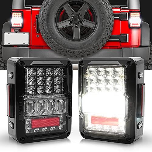 SPL DOT Approved LED Tail Light & Brake Light & Ultimate Reverse Lights EMC Build-in Rear Light Back Up Lights Daytime Running Lamps Replacement for Jeep Wrangler JK/JKU 2007-2017