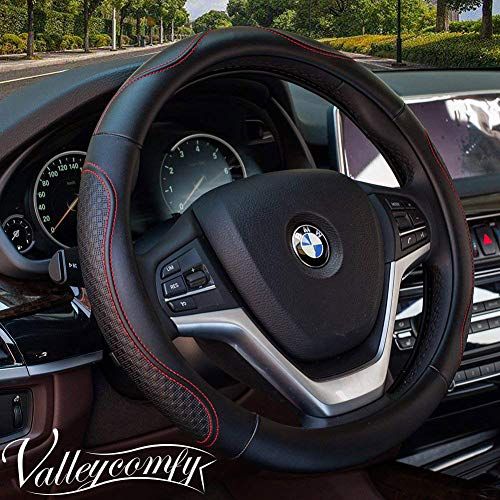 Wood Grain Car Steering Wheel Cover Leather Breathable Non Slip 15''  universal