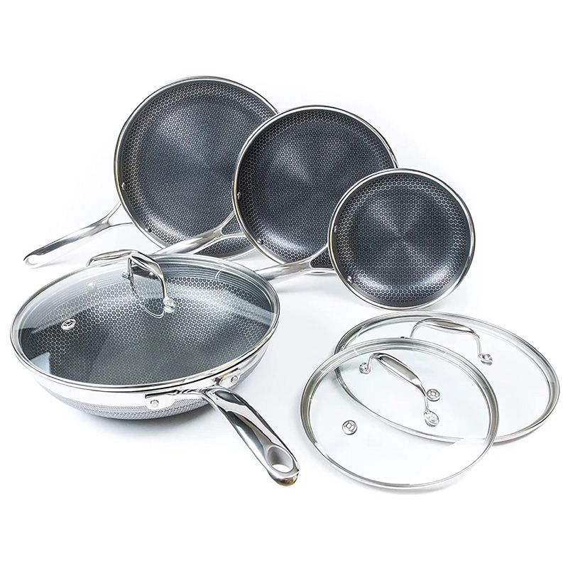 7-Piece HexClad Hybrid Cookware Set with Lids and Wok 