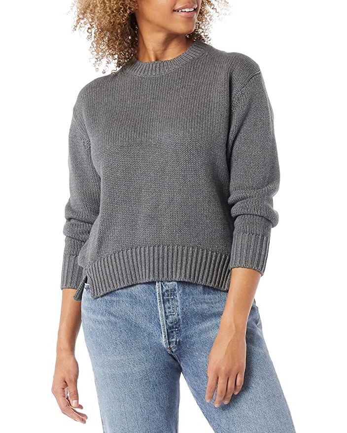 Cotton Oversized Long-Sleeve Crew Sweater
