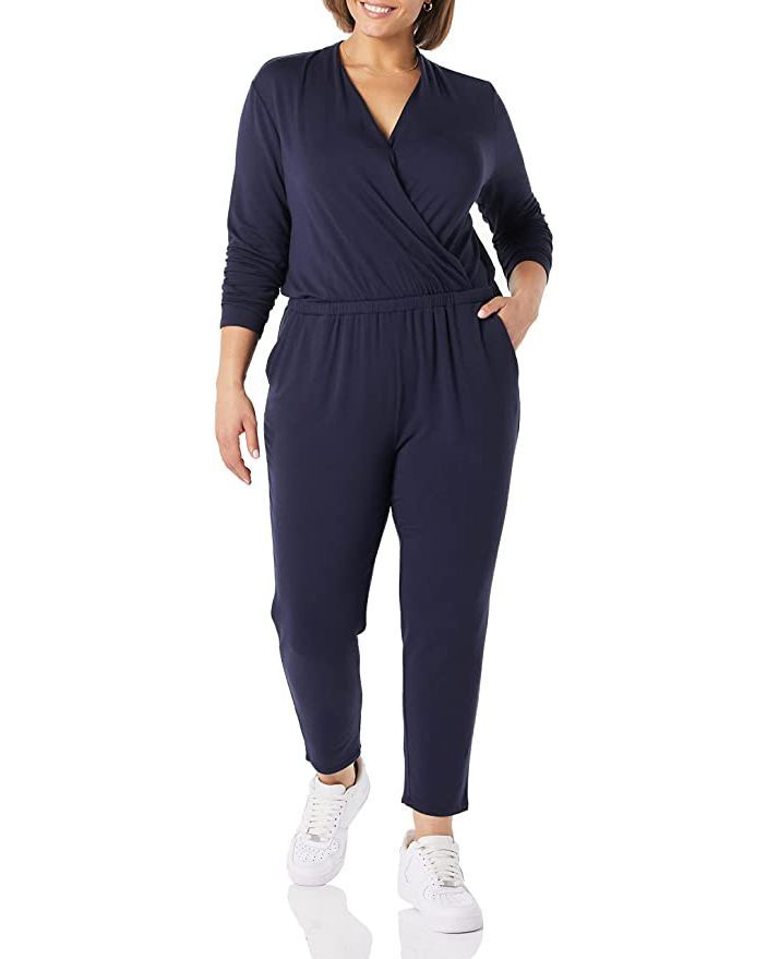 Supersoft Terry Standard-Fit V-Neck Long-Sleeve Wrap Jumpsuit