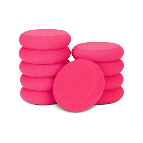 SPTA Foam Applicator Pads, 4 Inch (100mm) Round Shape Side Pressing Hand Polishing Sponge Pads Kit Detailing Buffing Pads for Waxing Polishing Paint Ceramic Glass Cleaning, Pack of 10 -HPWR10