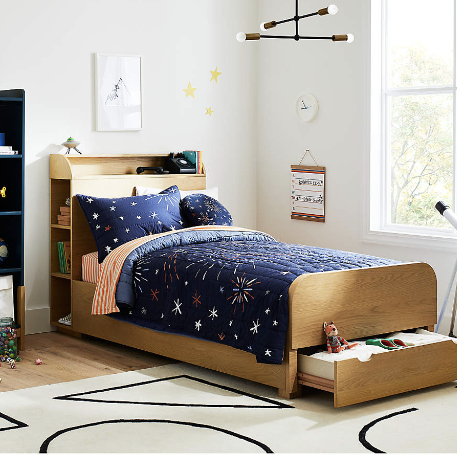 Malcolm Wood Kids Storage Bed with Shelves