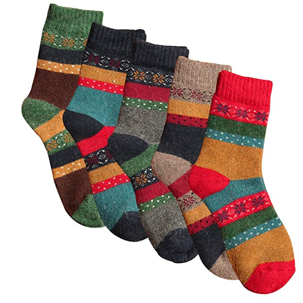 RENFEIYUAN Womens Socks Wool Warm Socks for Winter Americana Socks Color : Dark 