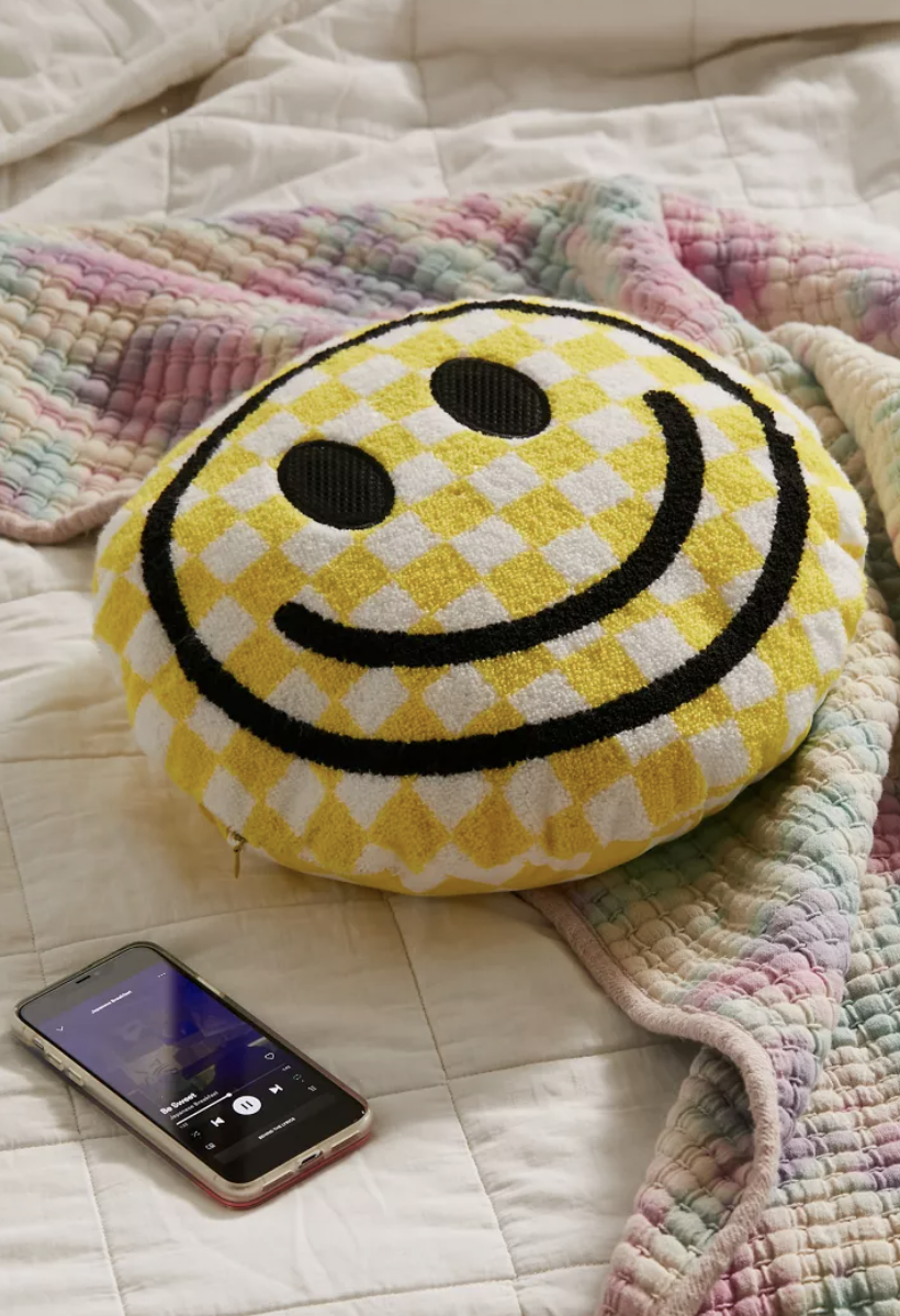 Happy Face Throw Pillow Bluetooth Speaker