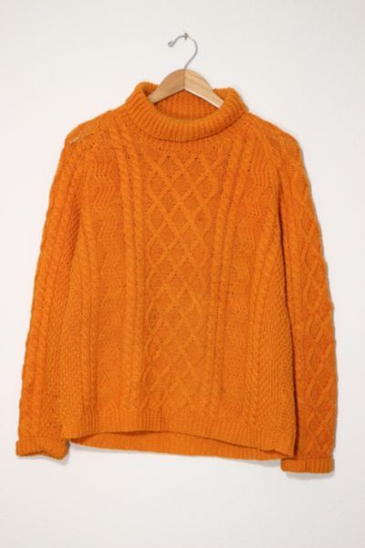 Vintage Wool Turtle Neck Cable Knit Sweater 