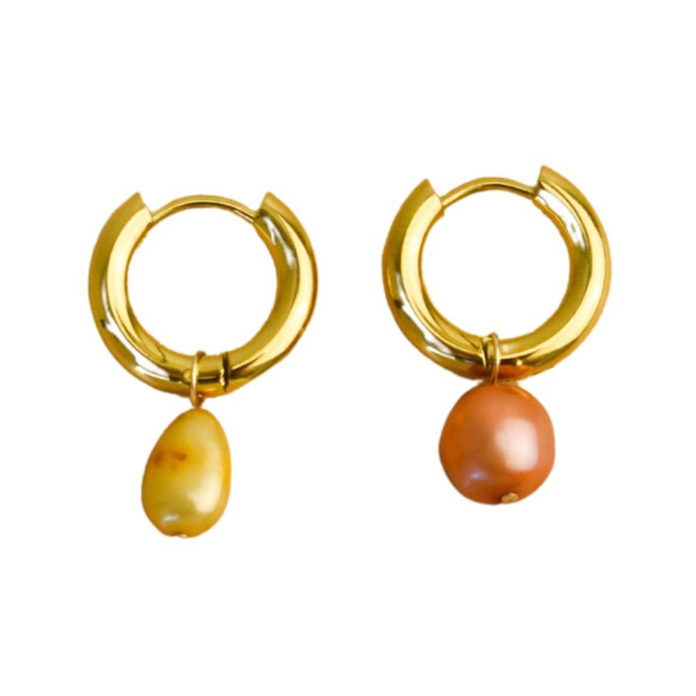 Sunset Pearl Hoops
