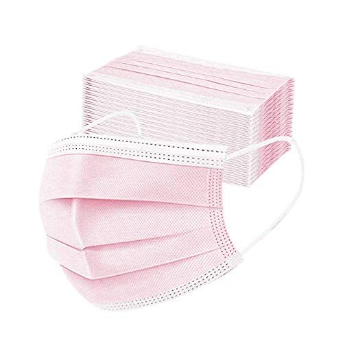 Pink 3-ply Disposable Face Masks, 50-Pack