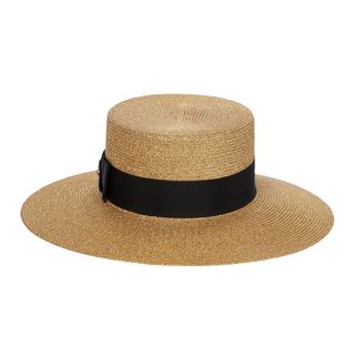 Embellished Lamé Straw-Effect Hat