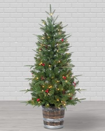 Small Pre-Lit Potted Faux Hudson Pine Christmas Tree