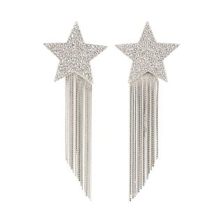 Silver Star Fringed Earrings