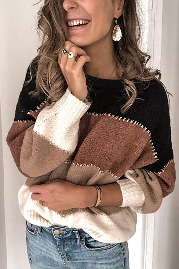 Patchwork Pullover Knit Sweater