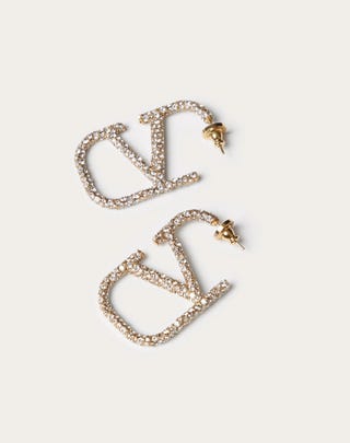 Valentino Vlogo Earrings In Metal And Swarovski Crystals