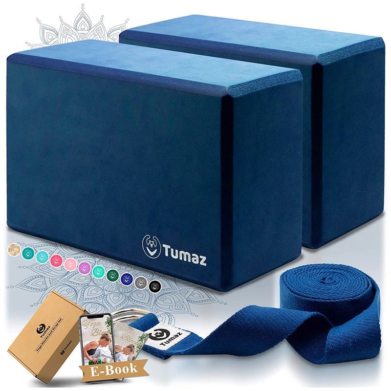 Tumaz Yoga Blocks 2-Pack with Strap Set