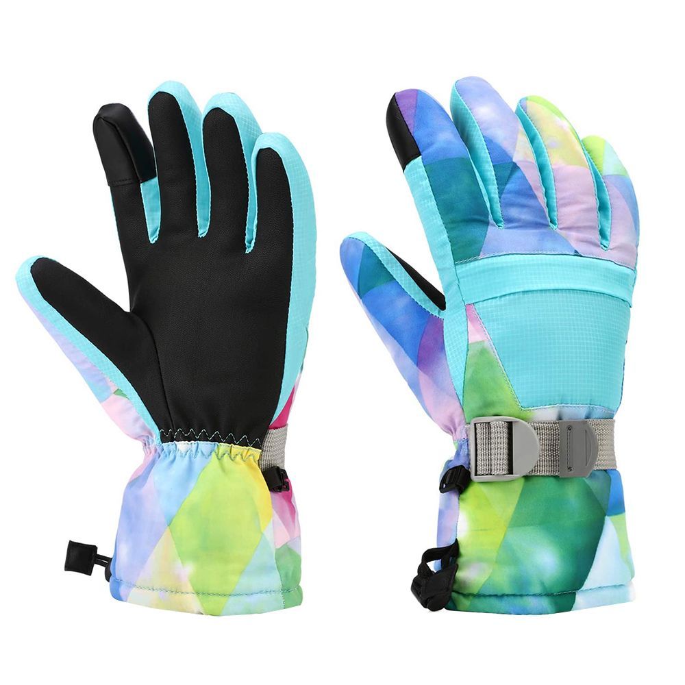 Owlike Kids Winter Warm Fleece Gloves with Anti-Lost Strap Waterproof Windproof Skiing Gloves for Children Boys Girls