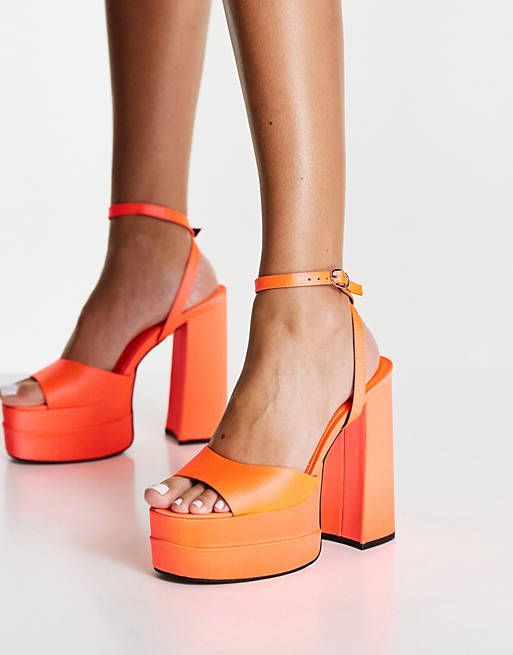 ASOS DESIGN Nix high platform heeled sandals in orange