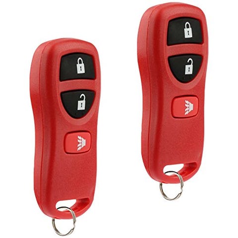 Key Fob Keyless Entry Remote fits Nissan Frontier Armada Murano Pathfinder Quest Sentra Titan Versa Xterra/Infiniti QX4 FX35 FX45 (KBRASTU15 Red), Set of 2