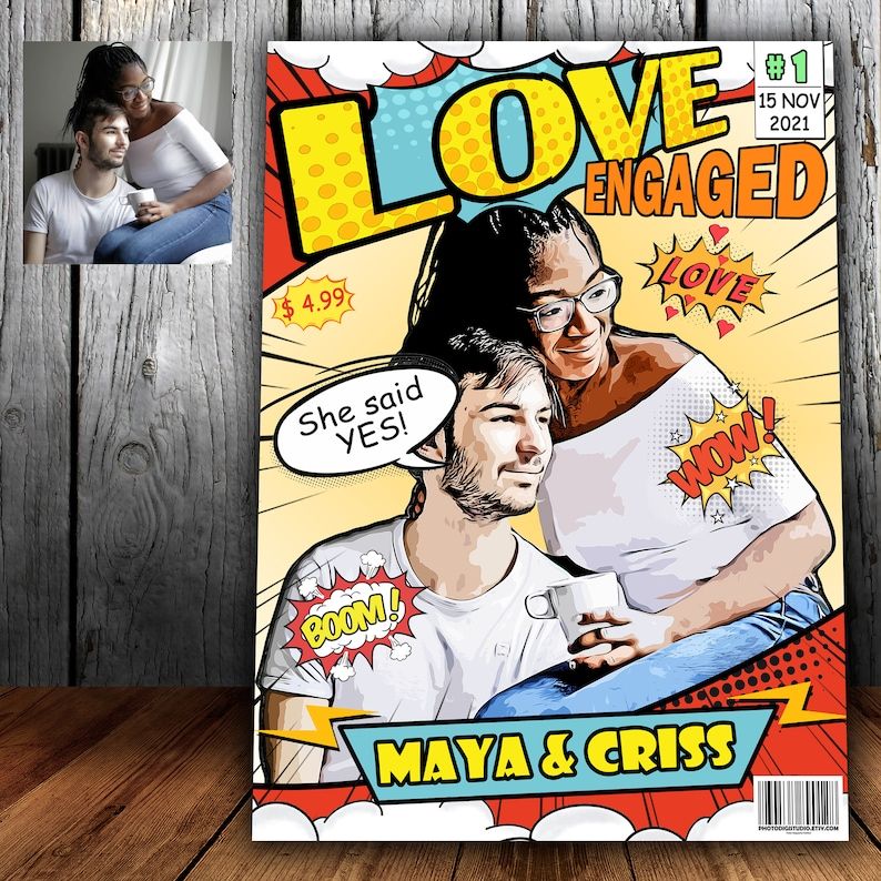 Capa de Quadrinhos para Casais Personalizados 