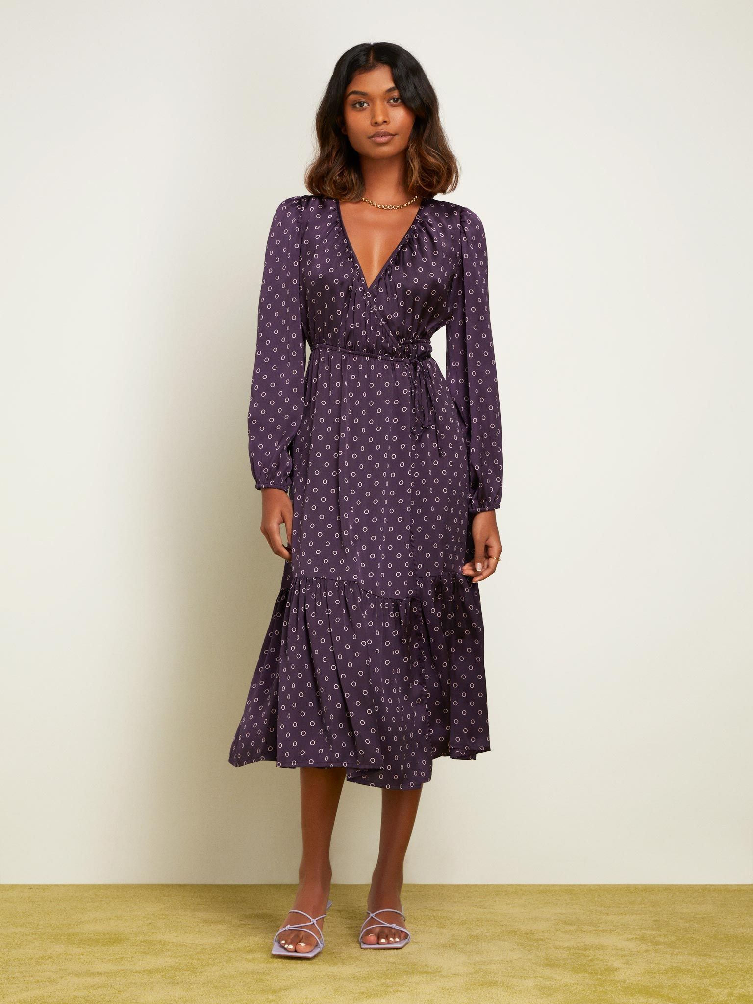 wrap over dress wedding guest