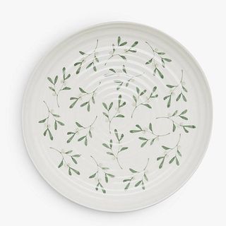 Mistletoe Round Porcelain Serving Platter, 31cm, White/Green