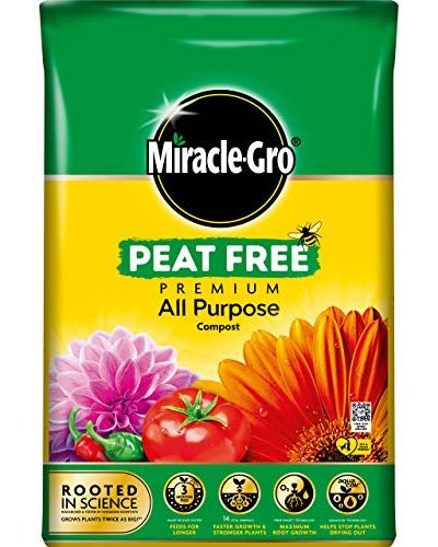 Miracle-Gro 119766 Premium All Purpose Compost, PEAT FREE - 40 Litre BAG, (New 2021 Range), Earth