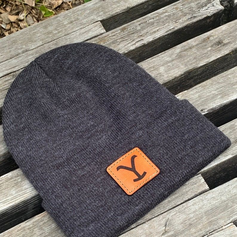 Laser Engraved Leather Patch Stocking Hat