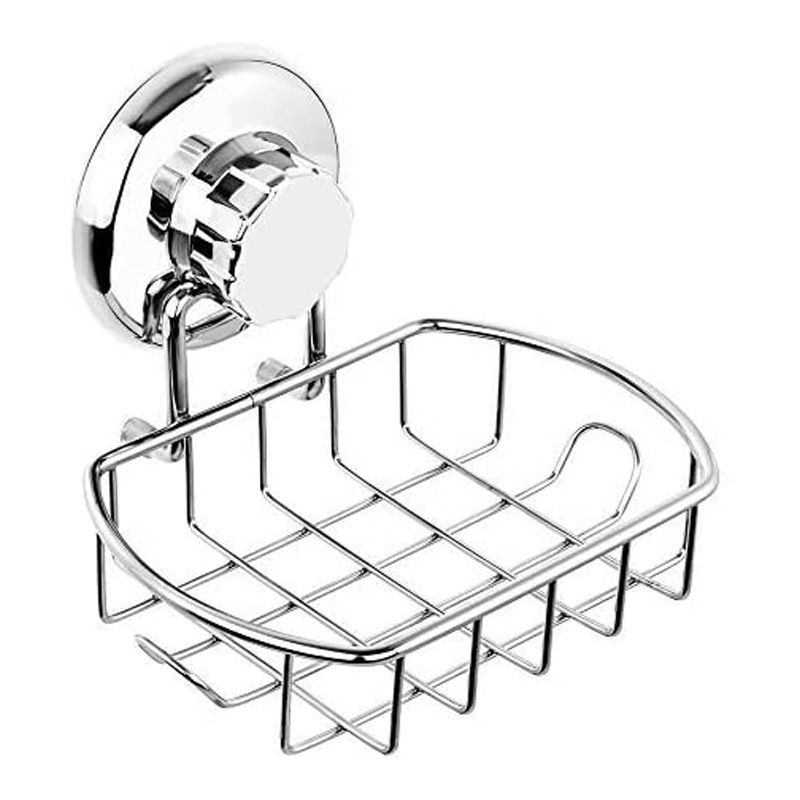 HASKO accessories Shower Caddy Suction Cup - Wall Mounted Bathroom Shelf  with Hooks - Suction Shower Basket - Shower Shelf for Bathroom Shower