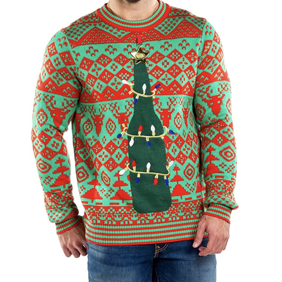 Lighted Beer Bottle Ugly Christmas Sweater