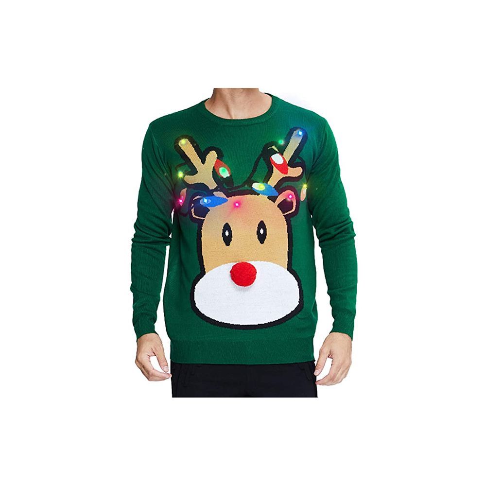 uideazone Unisex Ugly Christmas Sweaters Long Sleeve Round Neck Knitted Sweater Pullover for Xmas Party Celebrations 
