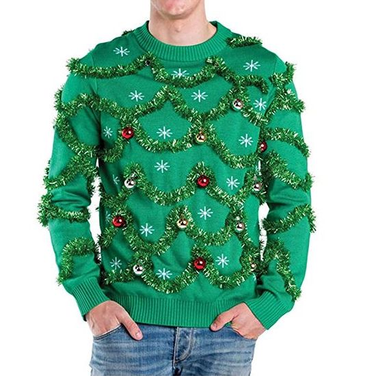  Men's Gaudy Garland Ugly Christmas Sweater